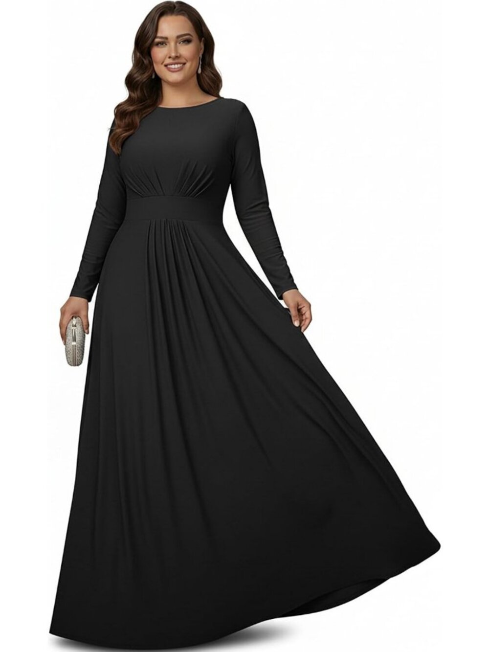 Elegant Long Sleeve Flowy Maxi Dress for Women | Modest Evening Gown